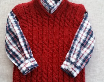 Baby Boy Vest, Red Vest, Hipster Clothing,Cable Vest,Holiday Outfit