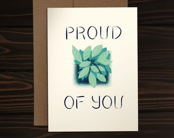 Proud Of You Sobriety Card | Luxury Card Stock | Days Years in Recovery | Plants Sober Cards | Soberversary Birthday Gifts | AA Gift