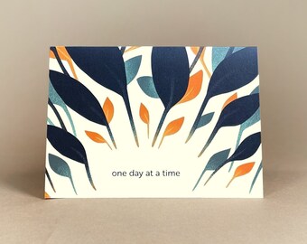 One Day at a Time Card: Encouragement Gift, AA NA Sobriety