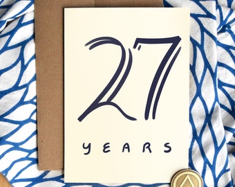 27 Years Sober Card | Luxury Card Stock | Twenty Seven Years Sobriety Birthday Anniversary | Soberversary Gifts | AA Chip Gift for Men Women