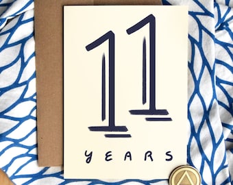 11 Years Sober Card | Luxury Card Stock | Eleven Years Sobriety Birthday Anniversary | Soberversary Gifts | AA Chip Gift for Men Women