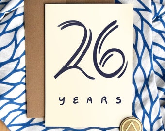 26 Years Sober Card | Luxury Card Stock | Twenty Six Years Sobriety Birthday Anniversary | Soberversary Gifts | AA Chip Gift for Men Women
