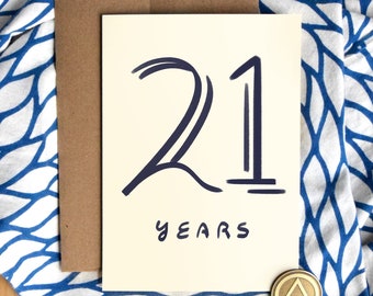 21 Years Sober Anniversary Card: Luxury Card Stock