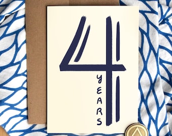 4 Year Sober Anniversary Card: Luxury Card Stock Soberversary Gift