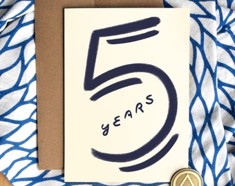 5 Years Sober Card | Luxury Card Stock | Five Years Sobriety Anniversary | Gifts for Sponsor | Sponsee Gifts | Soberversary Gifts | AA Chip