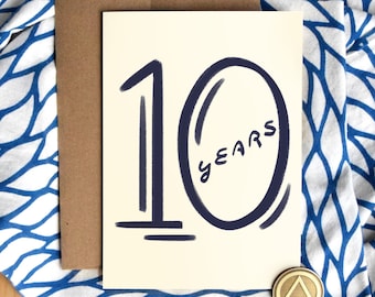 10 Years Sober Card | Luxury Card Stock | Ten Years Sobriety Anniversary | Gifts for Sponsor | Sponsee Gifts | Soberversary Gifts | AA Chip