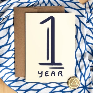 1 Jahr nüchtern Karte | Luxus Lager | Eine Nüchternheit Geburtstagskarten | Patengeschenk | Sponsee Geschenke | AA Soberversary Anonyme Alkoholiker NA OA