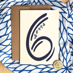 6 jaar nuchtere kaart | Luxe karton | Zes jaar nuchterheid verjaardag | Sobere cadeaus | AA-chipcadeau voor mannen en vrouwen