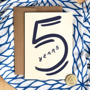 5 Jahre nüchtern Karte | Luxus Karton | Fünf Jahre Nüchternheitsjubiläum | Geschenke für Pate | Sponsee Geschenke | Soberversary Geschenke | AA Chip