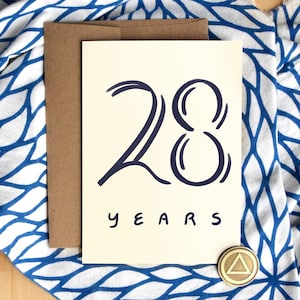 28 Jahre nüchtern Karte | Luxus Karton | Achtundzwanzig Jahre Nüchternheit Geburtstagsjubiläum | Soberversary Geschenke | AA Chip Geschenk für Männer Frauen