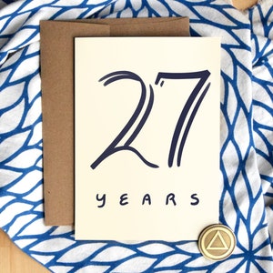 27 Jahre nüchtern Karte | Luxus Karton | Siebenundzwanzig Jahre Nüchternheit Geburtstag Jahrestag | Soberversary Geschenke | AA Chip Geschenk für Männer Frauen