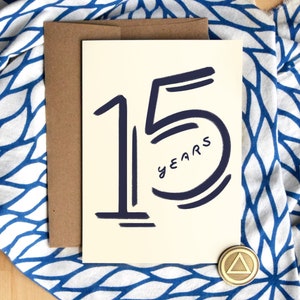 15 Jahre nüchtern Karte | Luxus Karton | Fünfzehn Jahre Sobriety Birthday Jubiläum | Soberversary Geschenke | AA Chip Geschenk für Männer Frauen