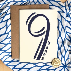 9 jaar nuchtere kaart | Luxe karton | Negen jaar nuchterheid verjaardag | Sobere cadeaus | AA-chipcadeau voor mannen en vrouwen