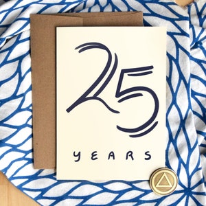 25 Jahre sober Karte | Luxus Karton | Fünfundzwanzig Jahre Nüchternheit Geburtstagsjubiläum | Soberversary Geschenke | AA Chip Geschenk für Männer Frauen