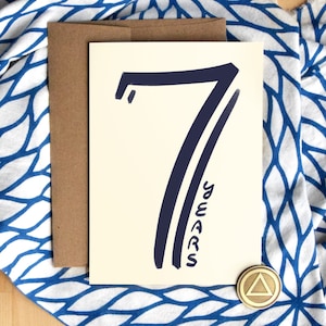 Tarjeta de 7 años de sobriedad / Stock de tarjetas de lujo / Aniversario de cumpleaños de siete años de sobriedad / Regalos de soberversario / Regalo de chip AA para hombres y mujeres