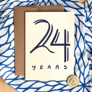 24 ans de sobriété | Papier cartonné de luxe | Cadeaux pour les Alcooliques anonymes des AA, anniversaire des sobres anniversaire du rétablissement, parrainage et parrainage