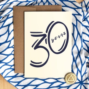 Carte 30 ans de sobriété | Papier cartonné de luxe | Trente ans d'abstinence | Cadeaux d'anniversaire | Cadeau de puces AA pour homme femme