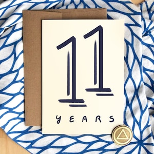 11 Jahre nüchtern Karte | Luxus Karton | Elf Jahre Nüchternheit Geburtstag Jahrestag | Soberversary Geschenke | AA Chip Geschenk für Männer Frauen