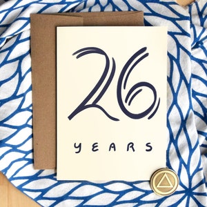 26 Jahre nüchtern Karte | Luxus Karton | Sechsundzwanzig Jahre Nüchternheit Geburtstagsjubiläum | Soberversary Geschenke | AA Chip Geschenk für Männer Frauen