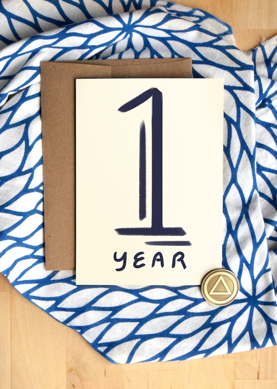 1 Year Sober Card | AA Sobriety Anniversary Gift