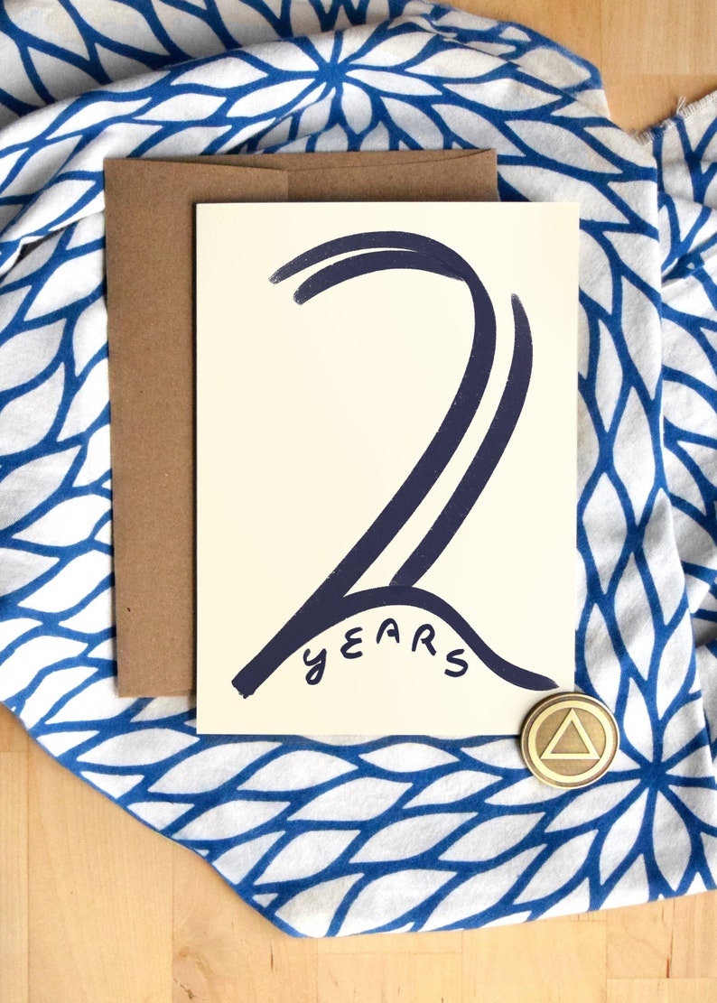 2 Years Sober Card Luxury Card Stock Two Years Sobriety Birthday Anniversary Soberversary Gifts AA Chip Gift for Men Women image 1