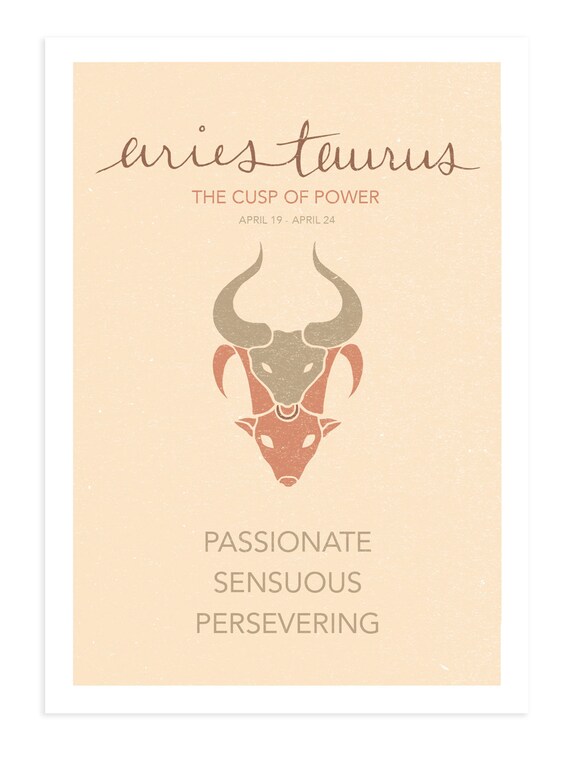 Aries Taurus Cusp Sign Print. Astrological Cuspian Art. Etsy