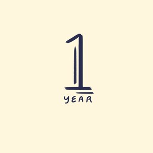 May include: A hand-drawn illustration of the number one with the word "year" written below it.