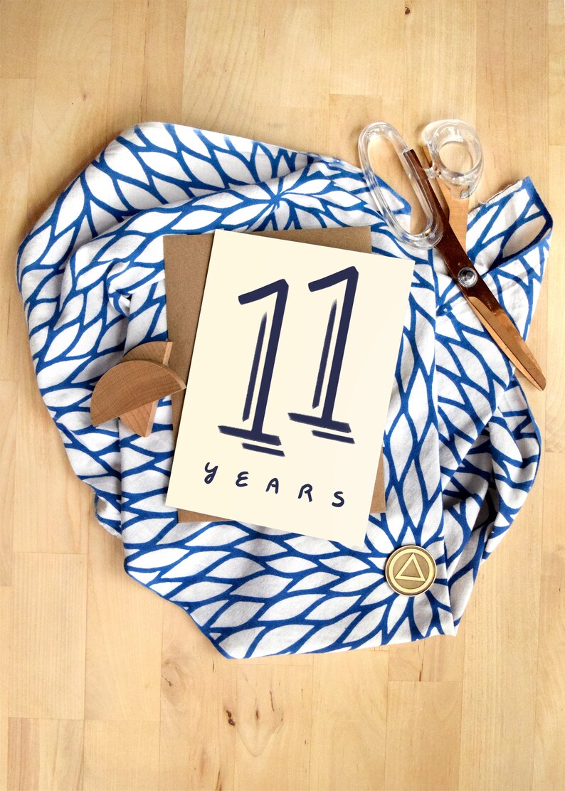 11 Years Sober Card Luxury Card Stock Eleven Years Sobriety Birthday Anniversary Soberversary Gifts AA Chip Gift for Men Women image 6