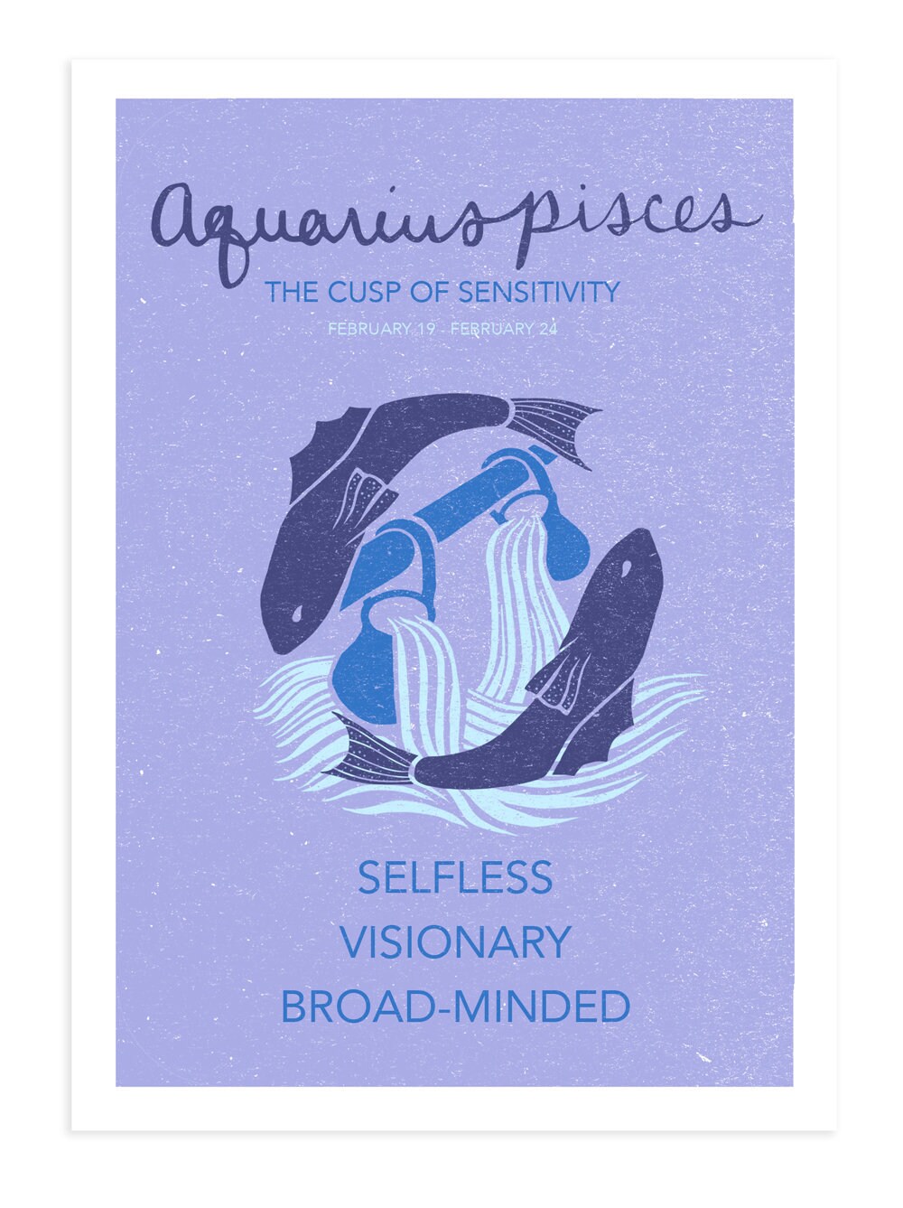 Aquarius Pisces Cusp Print. Astrological Cuspian Art. Etsy