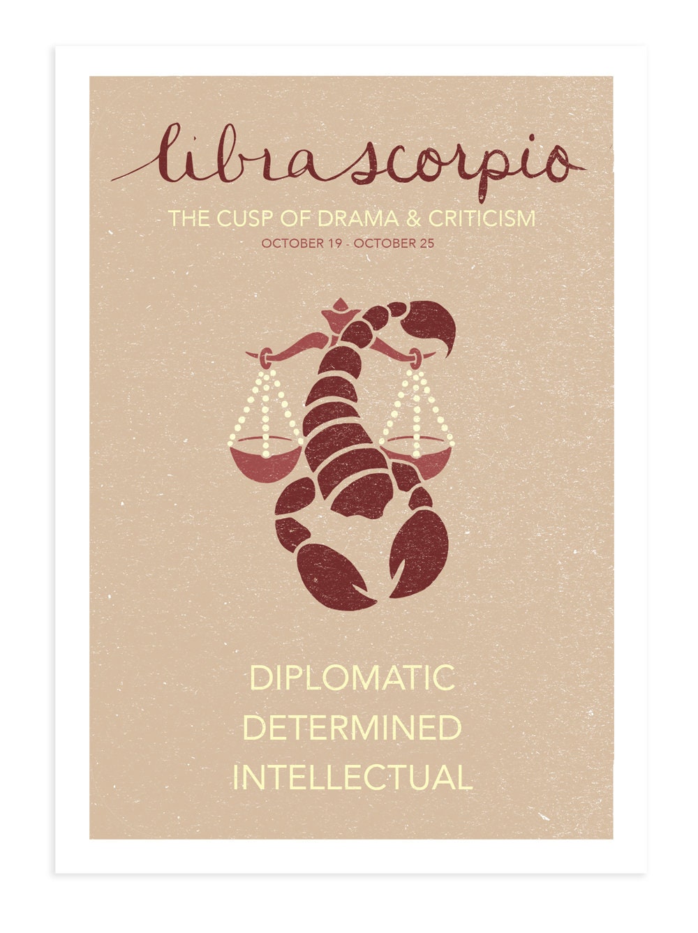 Libra Scorpio Cusp Print. Astrological Cuspian Art. Birthday. Etsy