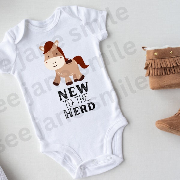 New to the Herd | Ranch Baby | Cowboy Cowgirl | INFANT png digital download | sublimation | Onesie | horse | baby horse | Cute onesie design