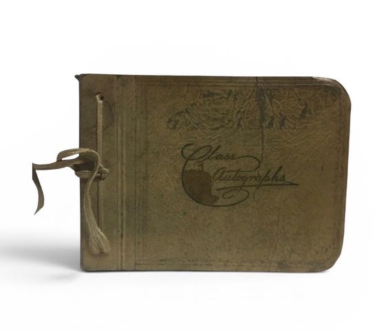 Two Antique Autograph books, 1920s. Velvety-cover. Owner's name in velvet but no autographs. Other has autographs.