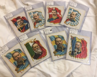 Rare, Antique Tobacco Silks (8), European and Mexican Old World Kings and Leaders