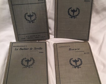 4-Book Set, 1898 Edition, in French, Antique, Dumas, Corneille, Beaumarchais, Great Gift for French Lovers