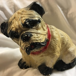 1930s Vintage Cast Stone Bulldog Figure, Doorstop, Bookend, Decor
