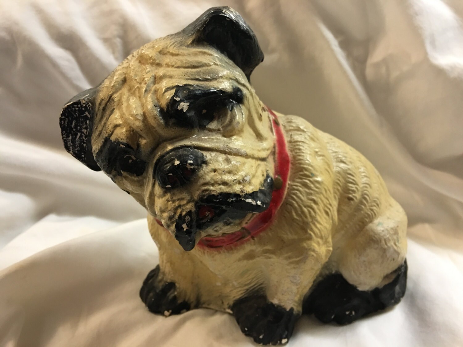 1930s Vintage Cast Stone Bulldog Figure, Doorstop, Bookend, Decor