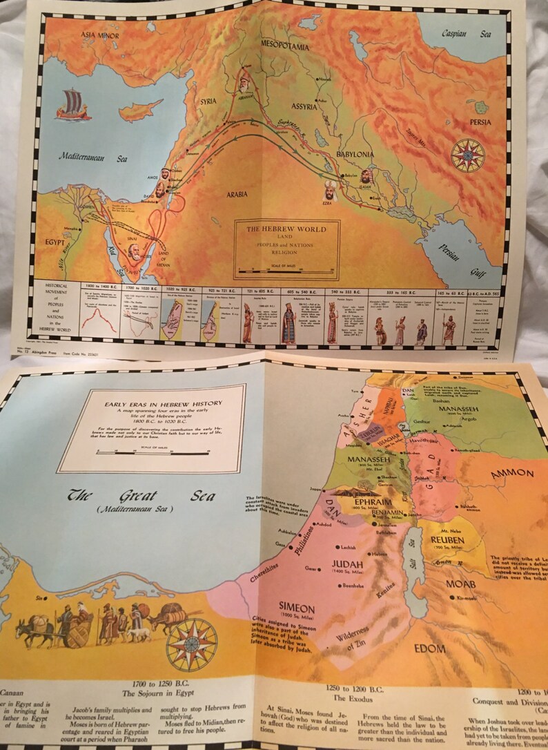 Vintage Maps, Abingdon Pictorial Bible Maps, 1961 Etsy