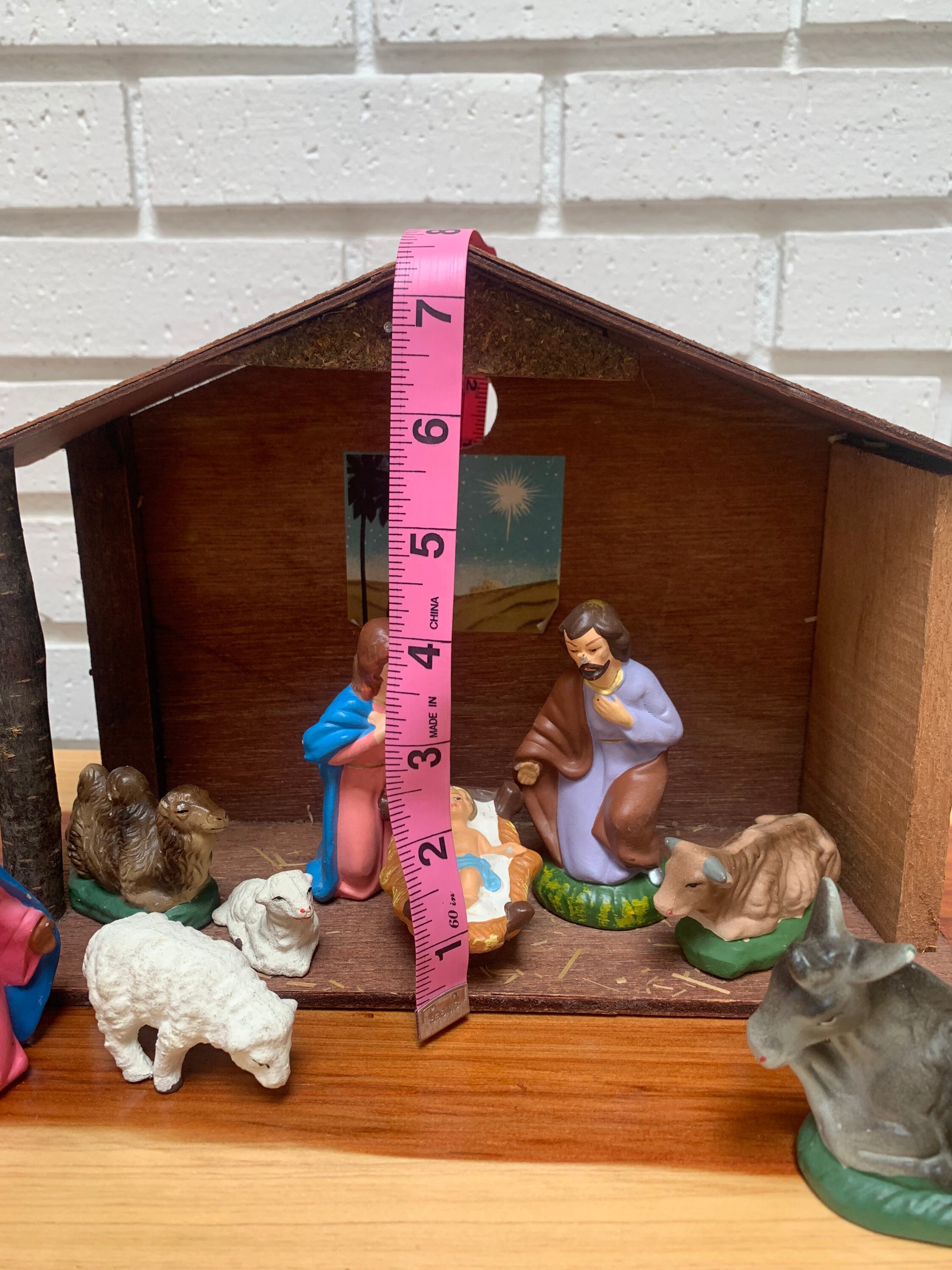 5 Miscellaneous Vintage Mid Century Nativity Scene Characters & A