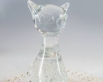 Glass Cat, Glass Art Sculpture, Vintage Glass Decor, Home Office Decor, Cat Lovers Gift, Gift Ideas, Treasures by the Gulf, Decorating Ideas