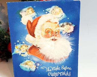 1950s Christmas Card, Santa with Feathered Beard