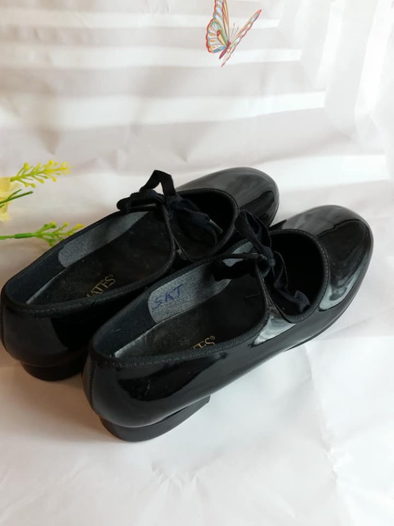 Vintage Tap Shoes Black with Black Tie Size 6 l Vintage Vintage Tap Shoes Black with Black Tie Size 6 l Vintage