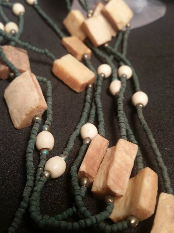 Vintage Wood and Bead 24 Inch Necklace, Bohemian … - image 5