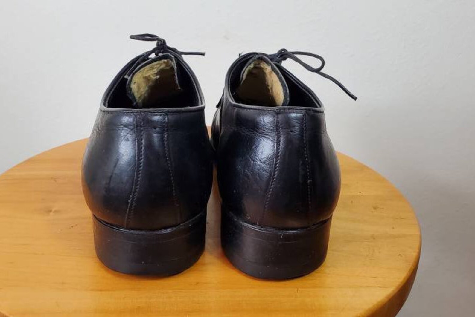 1980s MEN's Leather Oxford Style Shoes Black Leather Shoes | Etsy