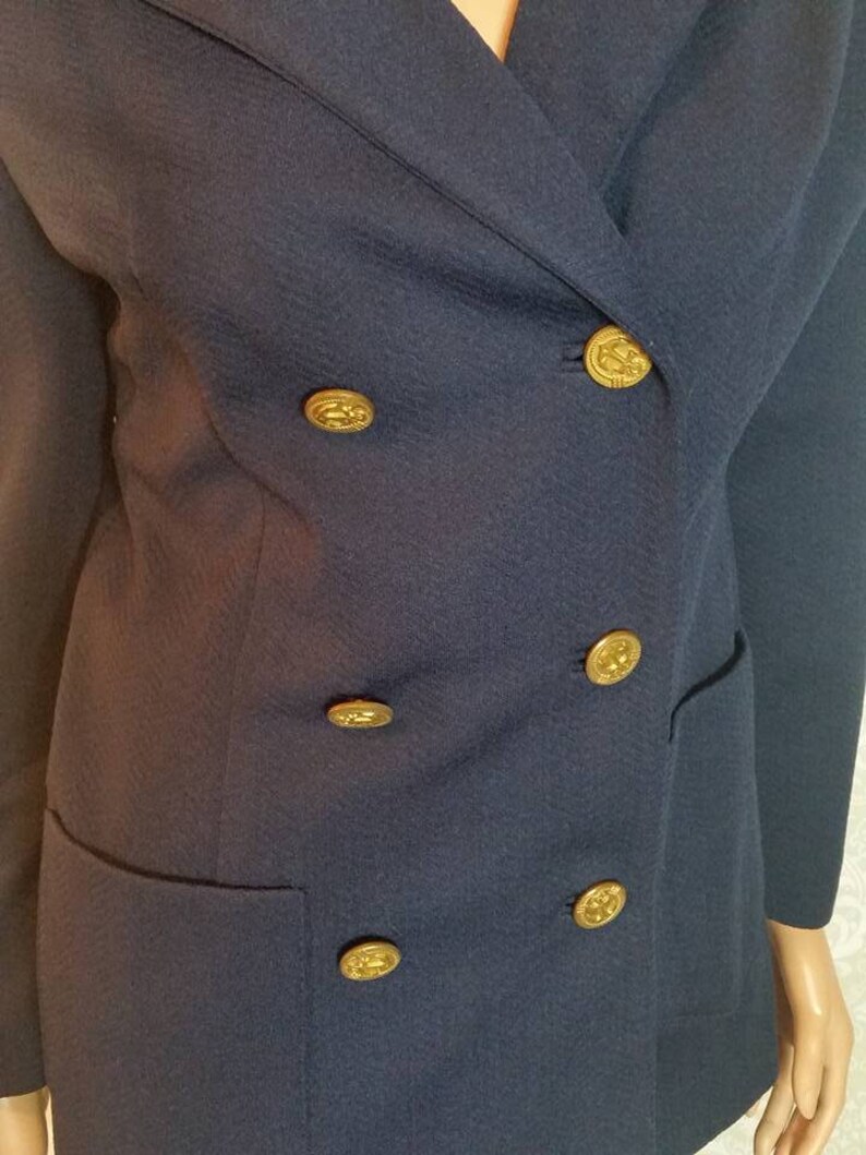 1960s Alfred Weber Navy Blue Pants Suit for Ladies Size 4 Vintage 1960s MOD Retro Hipster Clothing I High Waisted Pants and Blazer 1960s