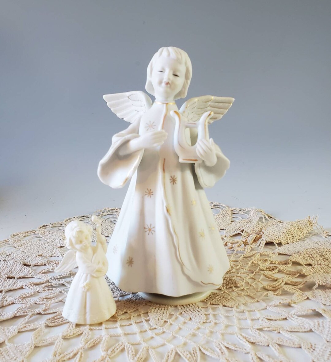 Schmid Angel Music Box Plays Silent Night Vintage Christmas Etsy