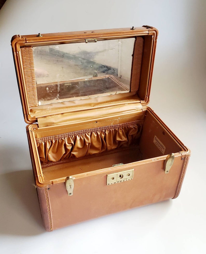 Samsonite Train Case Hard Shell Case With Mirror Inner Etsy
