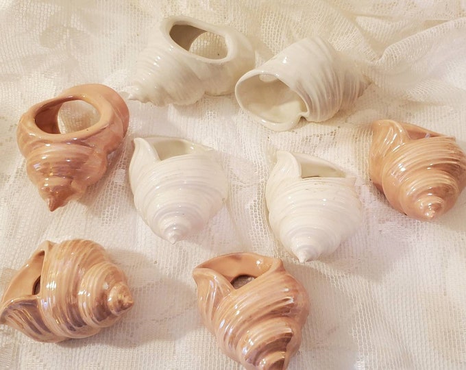 8 Shell Napkin Rings Ceramic 1980s Vintage Napkin Rings L - Etsy