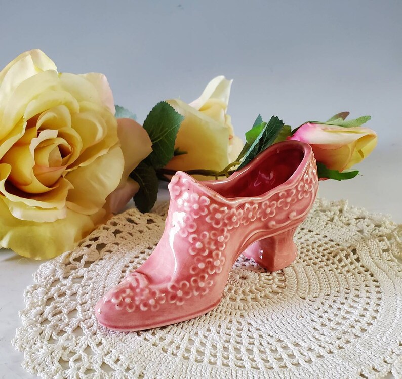 1950s Pink Victorian Shoe Miniature Shoe Home Decor Cottage Etsy