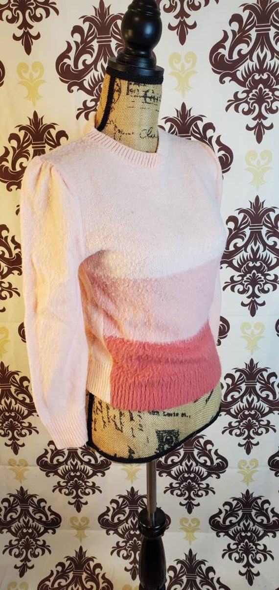 XXS Pullover Sweater Vintage 1970s 1980s Ombre Pi… - image 4