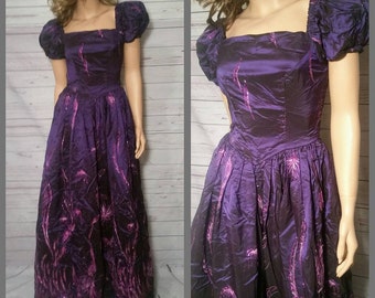 S Purple Posh Evening Gown, On or Off Shoulders, Vintage 1980s Gown by Alyce Designs, Prom, Runway Dress, Gift Ideas, Treasures by the Gulf